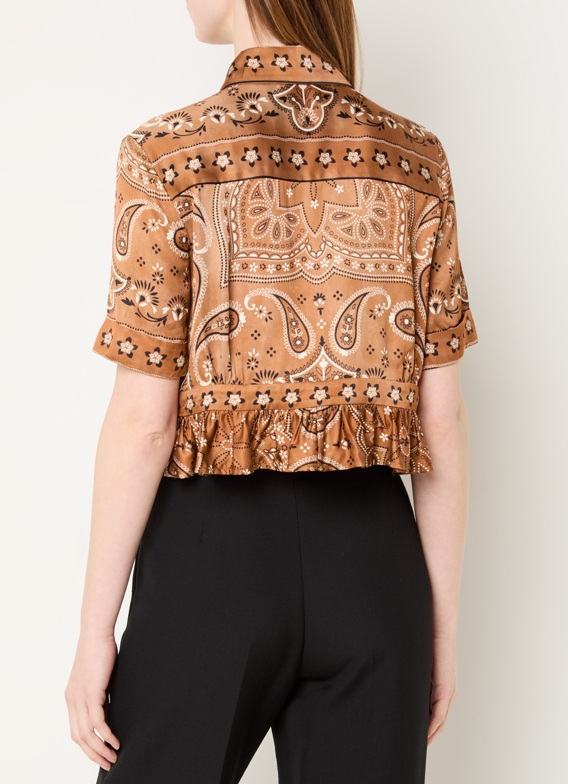 Sandro Cropped blouse met print - achterkant 4 lichtbruin