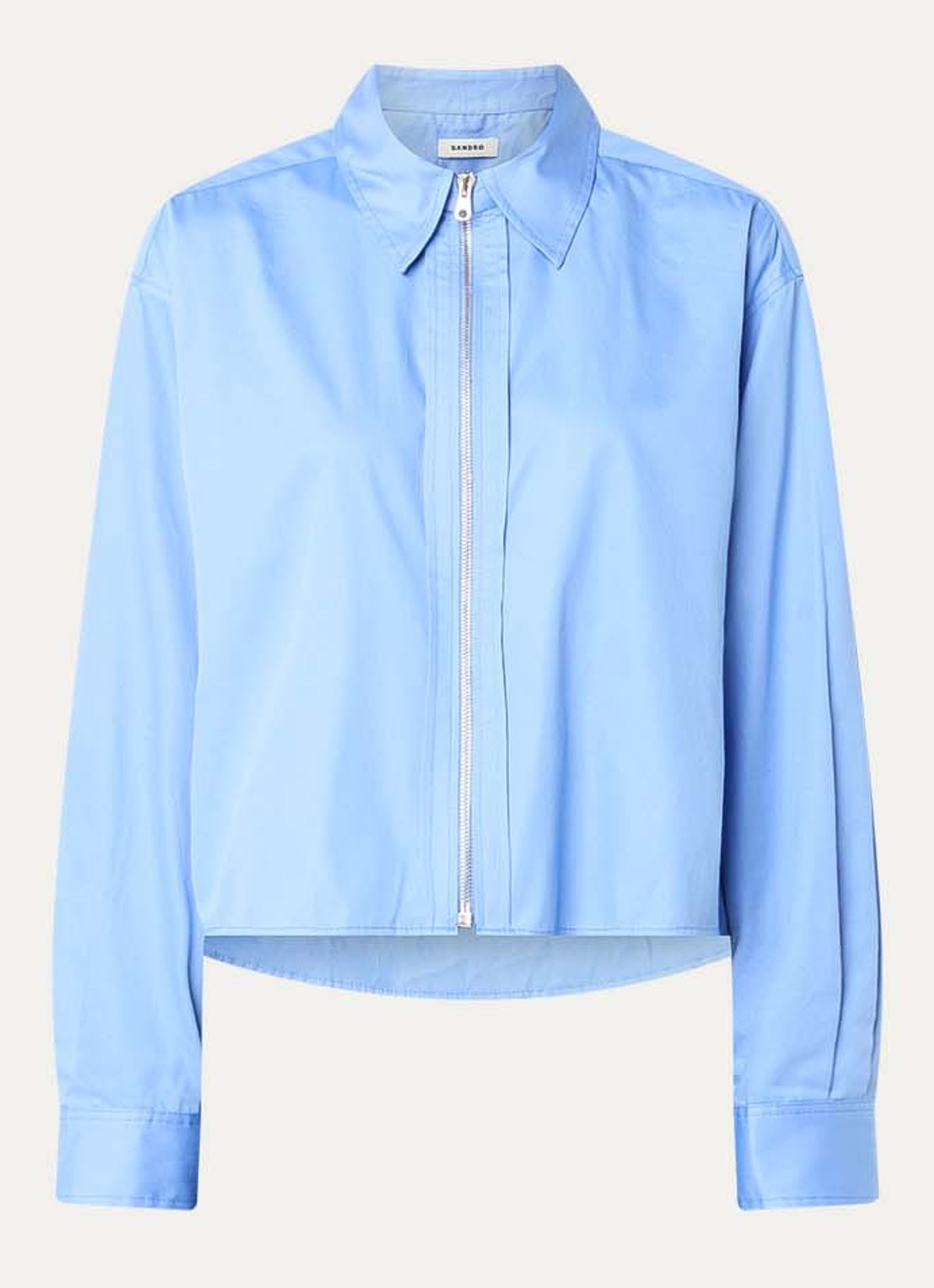 Sandro Cropped blouse met rits - voorkant blauw
