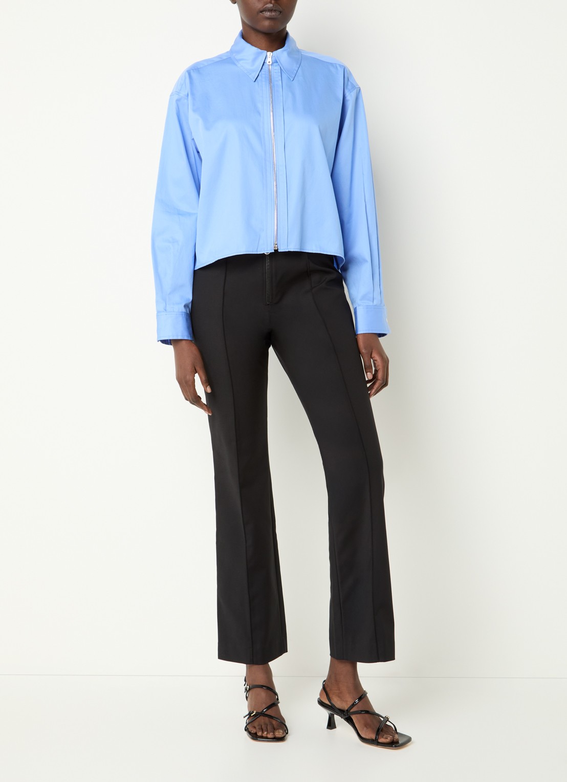 Sandro Cropped blouse met rits - voorkant 2 blauw