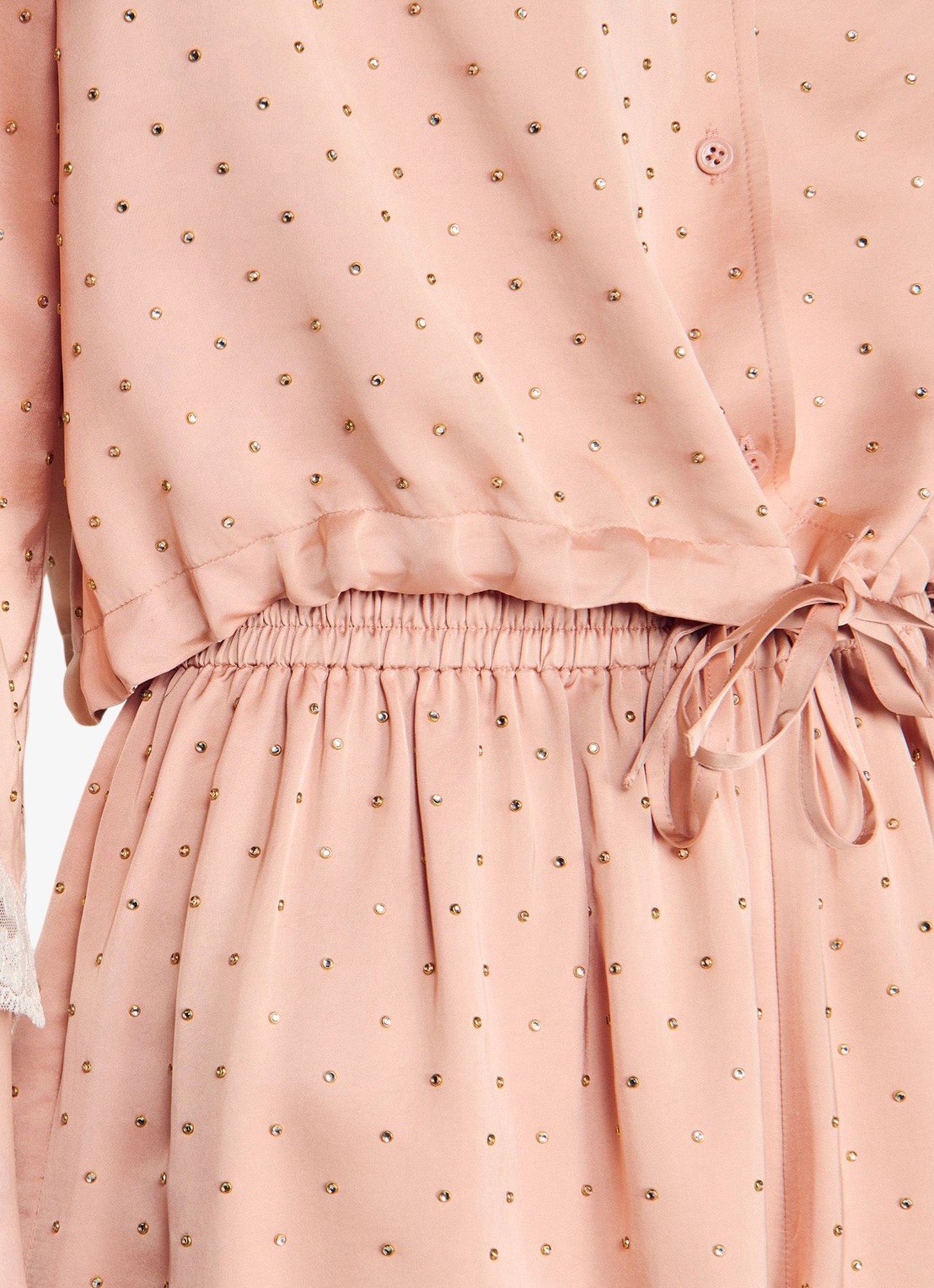Sandro Cropped blouse met strass en details van kant - detail 3 nude / wit