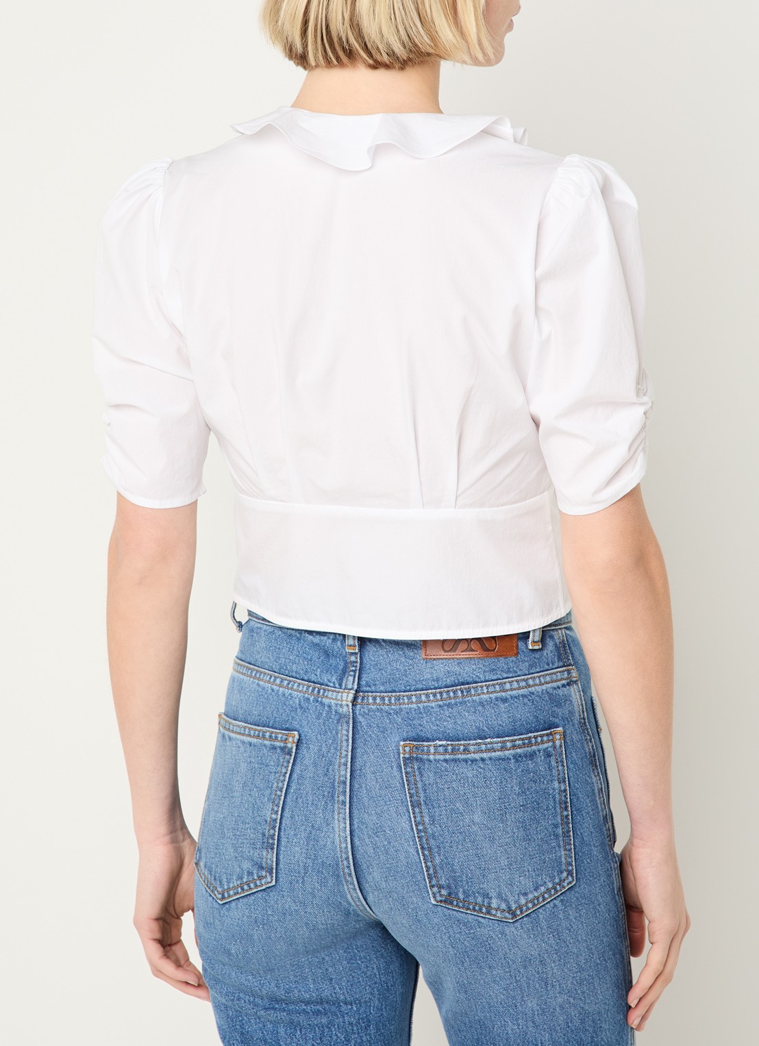 Sandro Cropped blouse met volant - achterkant 4 wit