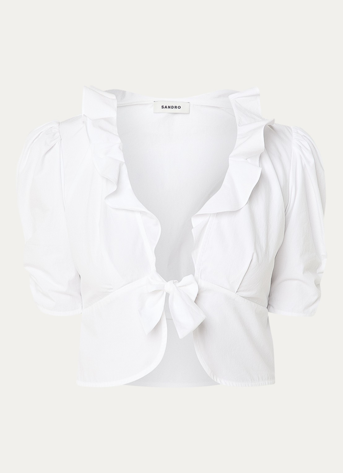 Sandro Cropped blouse met volant - voorkant 2 wit