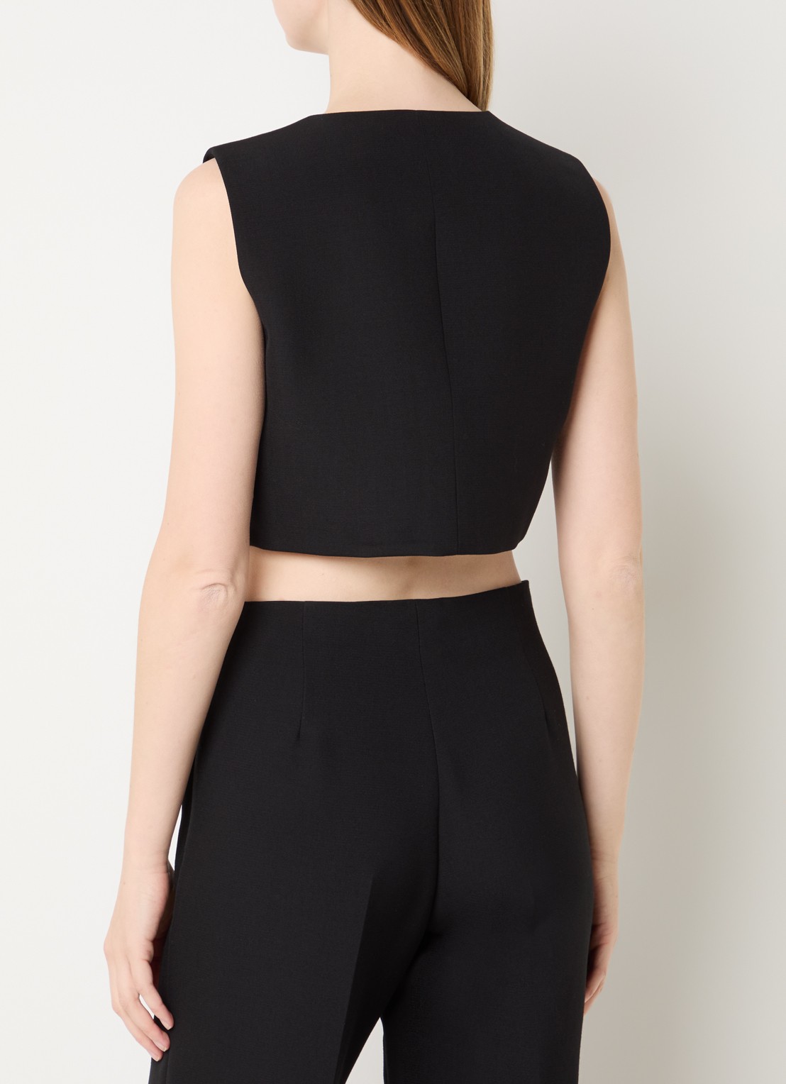Sandro Cropped gilet in wolblend met V-hals - achterkant zwart