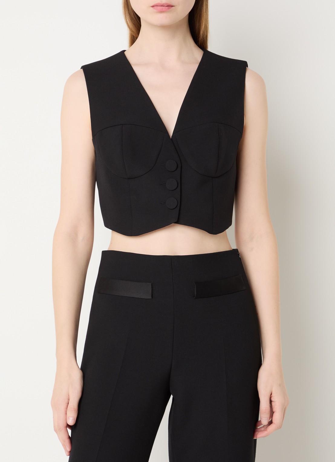 Sandro Cropped gilet in wolblend met V-hals - detail 4 zwart