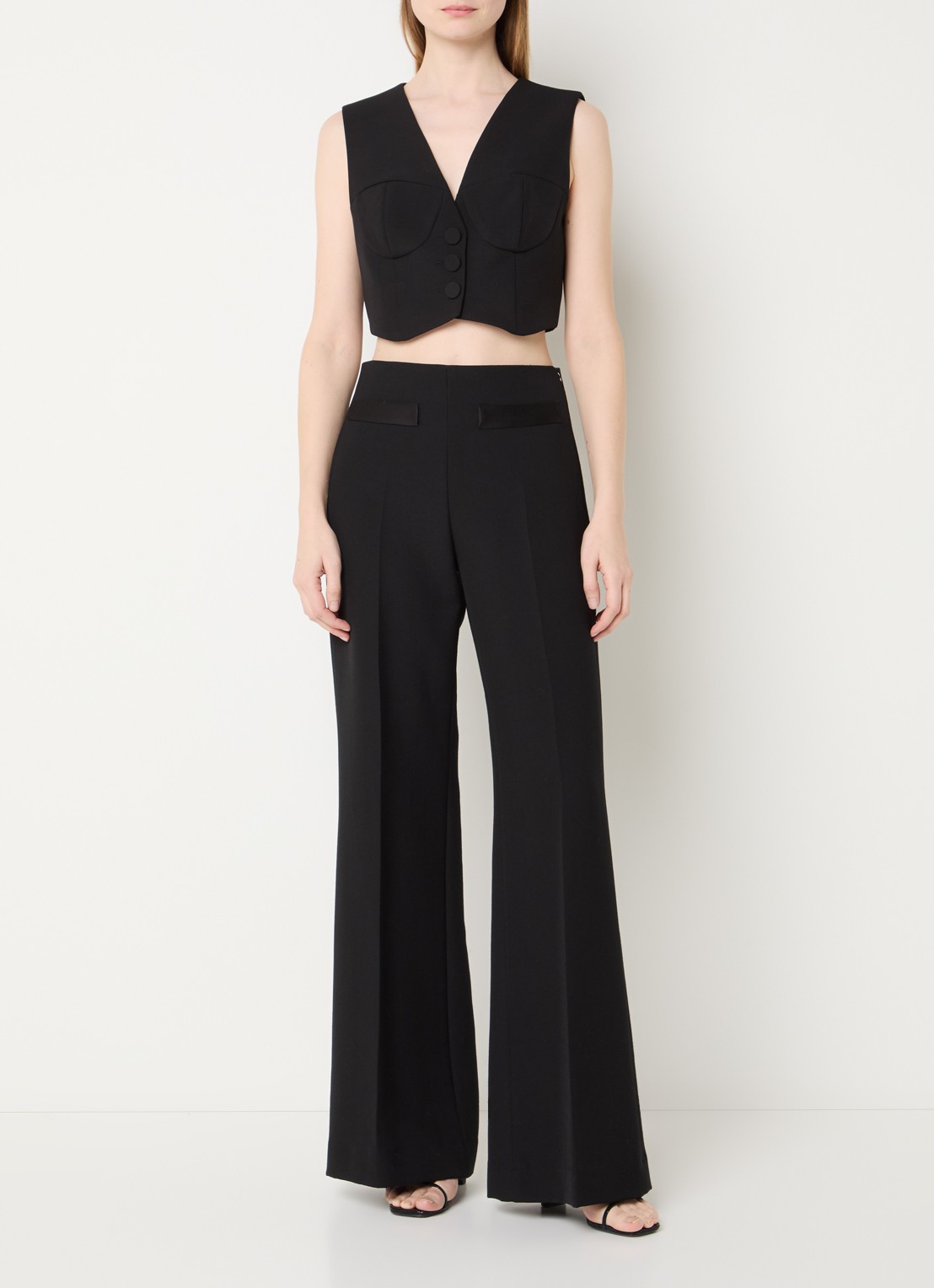 Sandro Cropped gilet in wolblend met V-hals - voorkant 3 zwart
