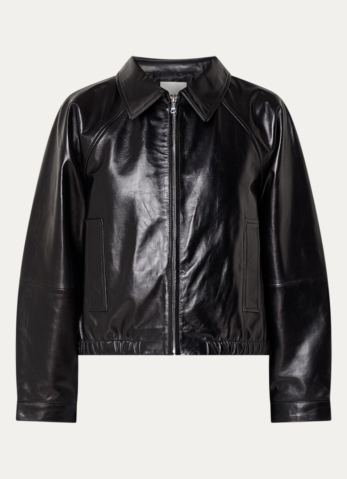 Sandro Cropped jack van lamsleer met steekzakken - voorkant zwart