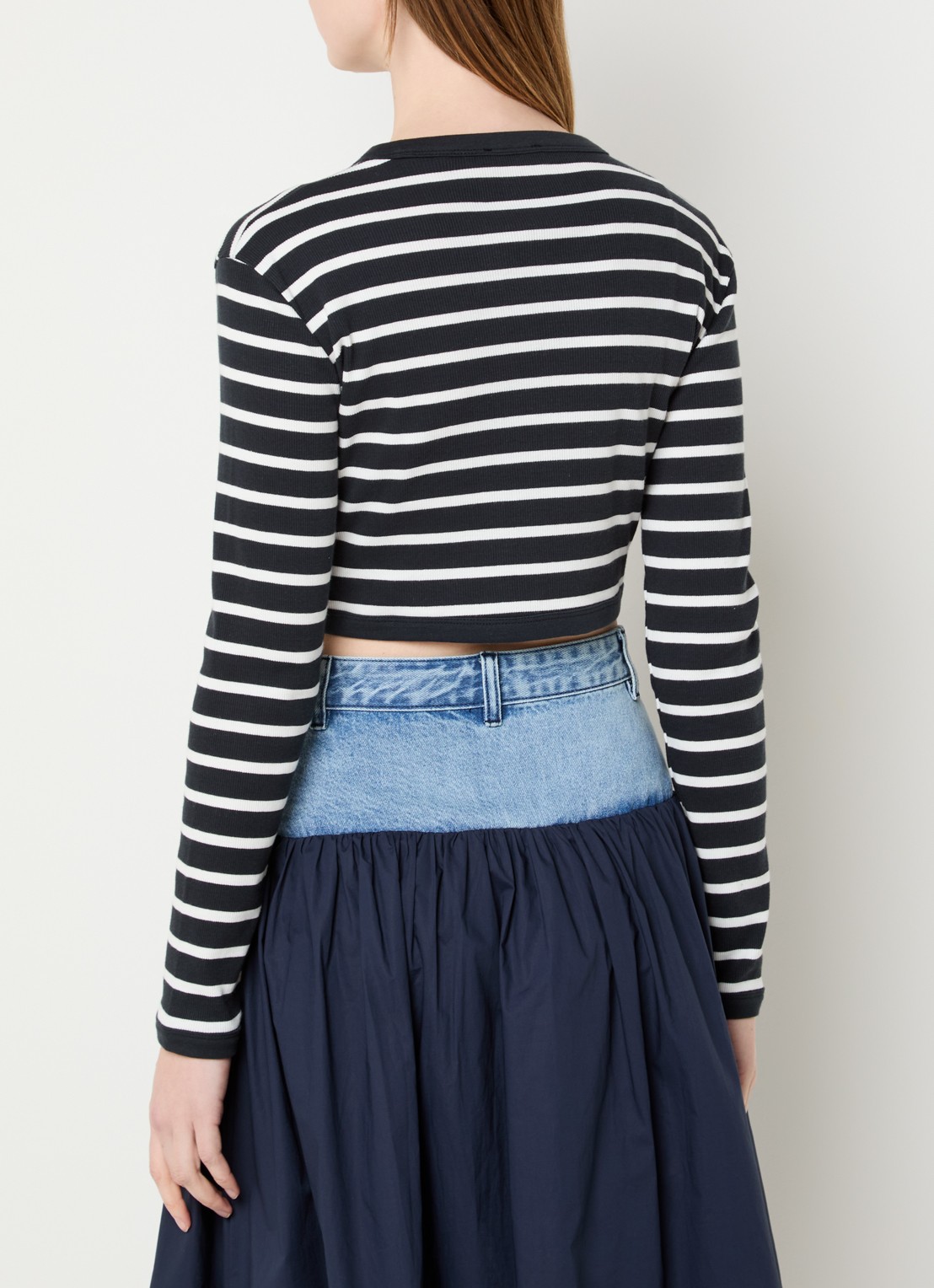 Sandro Cropped longsleeve met steepprint en logo - achterkant 3 donkerblauw