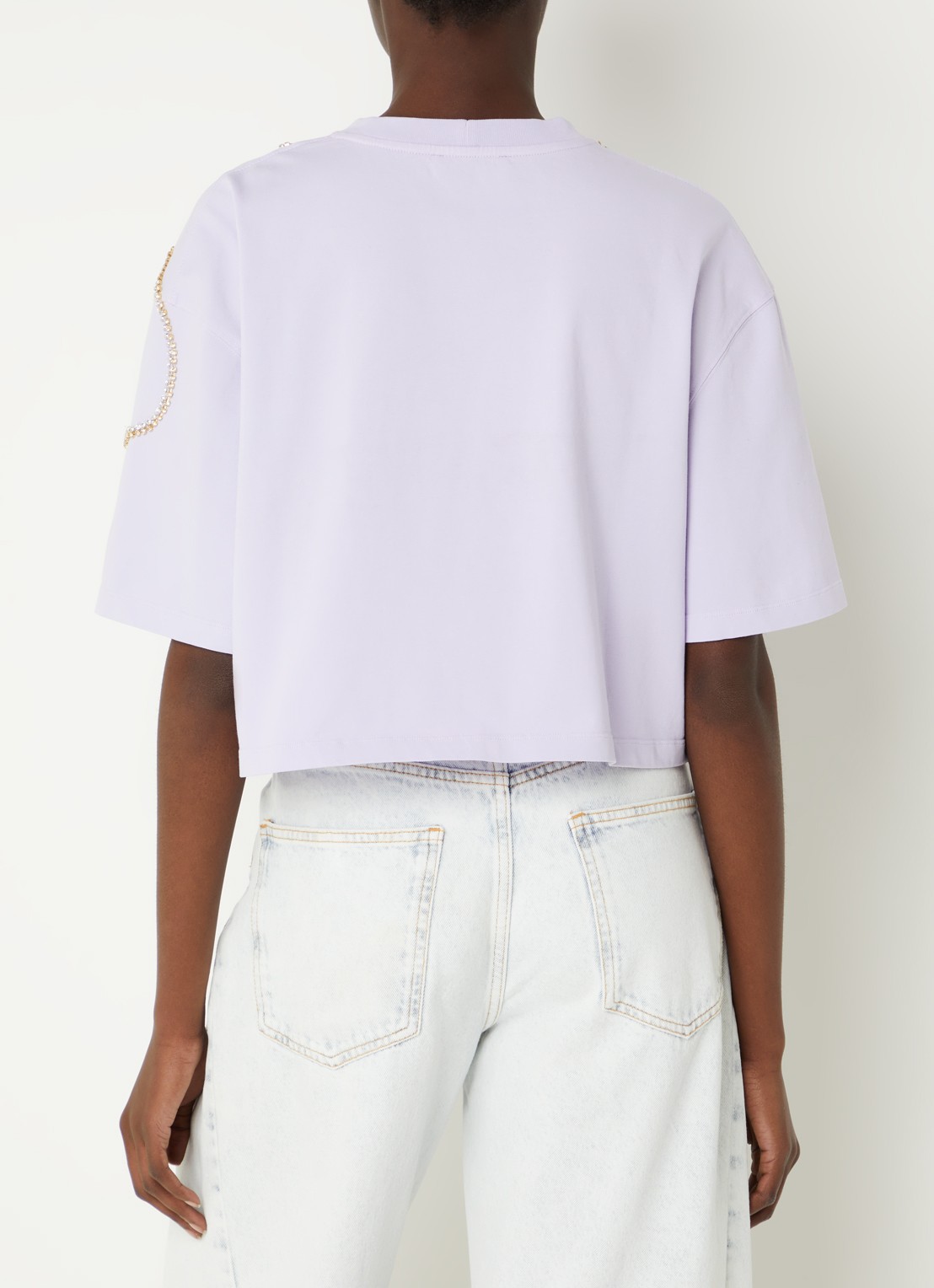 Sandro Cropped T-shirt met strass - achterkant lila