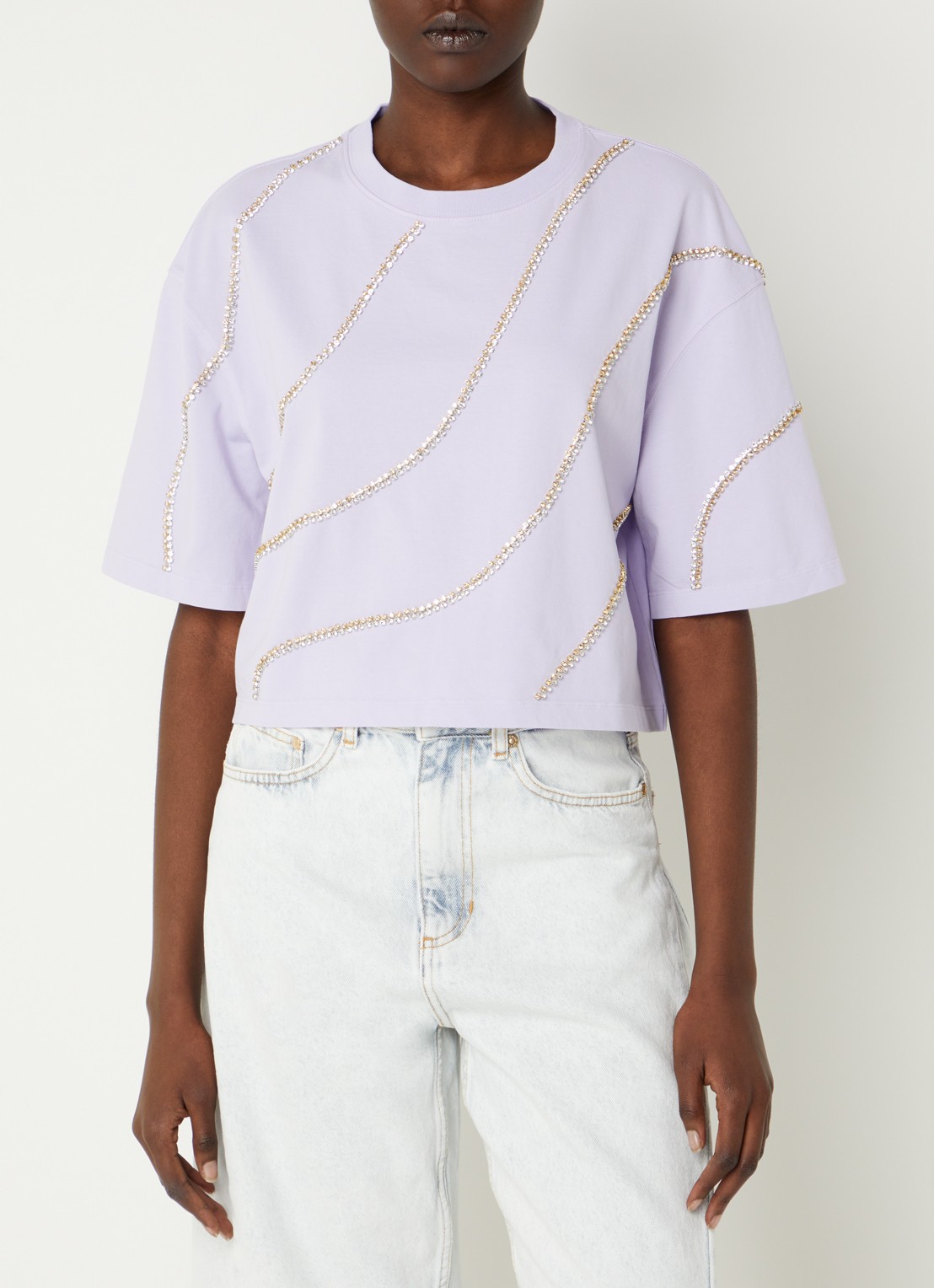 Sandro Cropped T-shirt met strass - detail 4 lila
