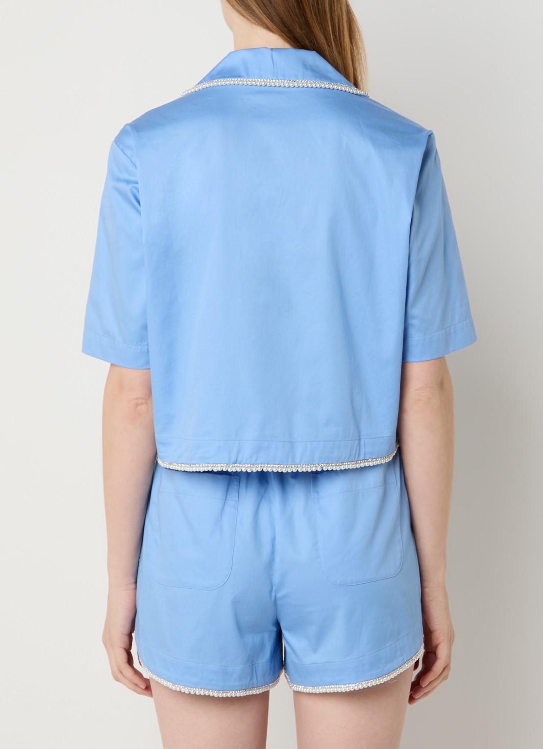 Sandro Cropped tuniek met imitatieparels - achterkant 2 donkerblauw