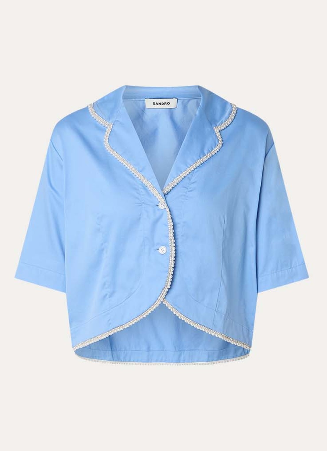Sandro Cropped tuniek met imitatieparels - voorkant 3 donkerblauw