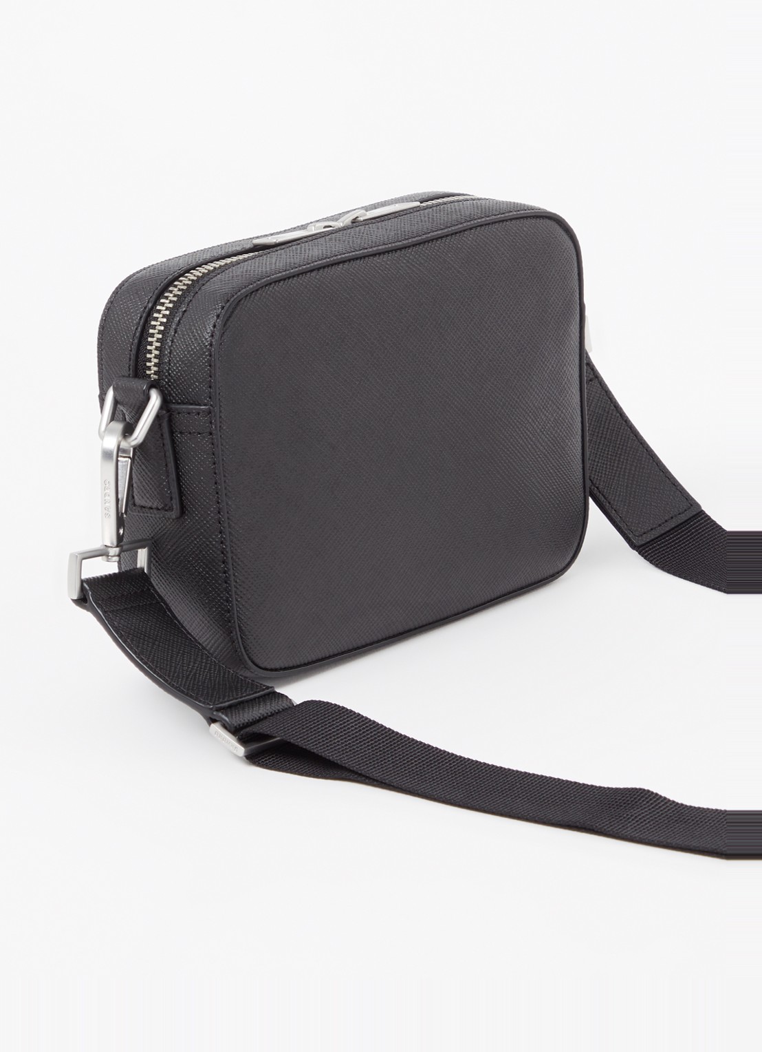Sandro Crossbodytas van leer met logo - achterkant 4 black / zwart
