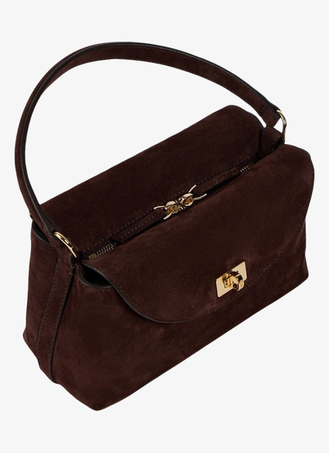 Sandro crossbodytas van suède - detail brown / bruin