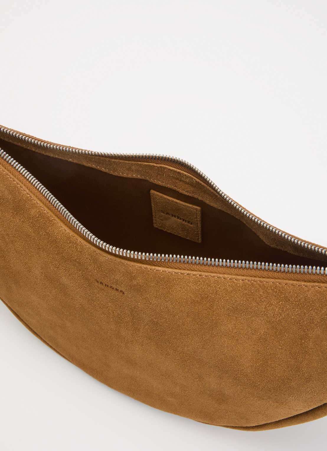 Sandro Crossbodytas van suède - detail cognac
