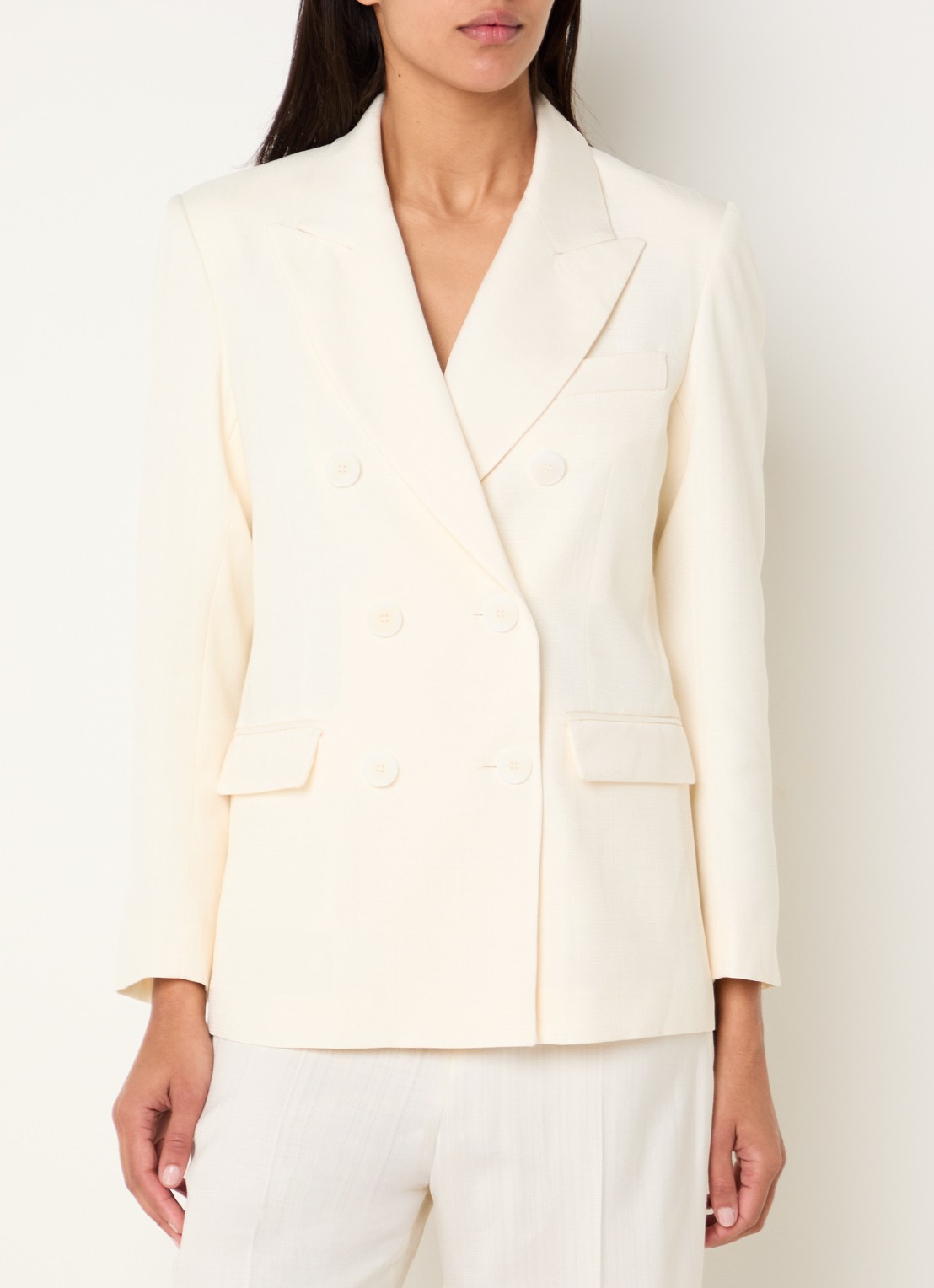 Sandro Double-breasted blazer met klepzakken - detail ivoor