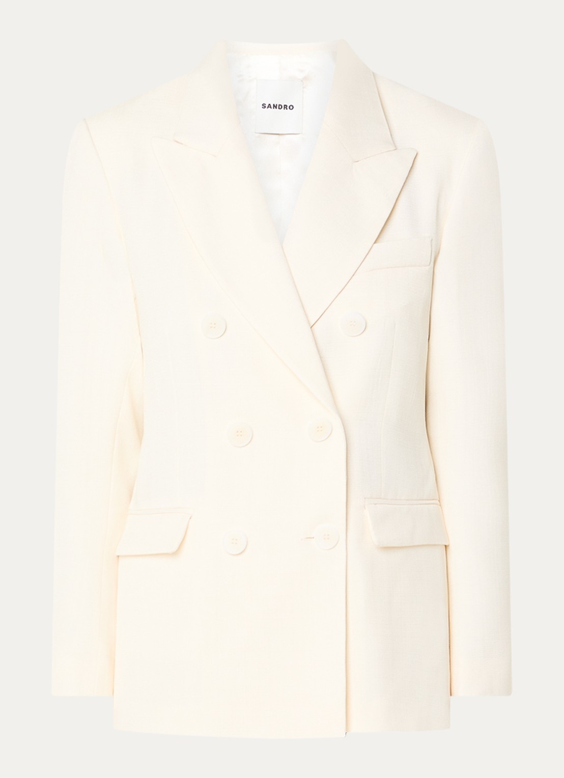 Sandro Double-breasted blazer met klepzakken - voorkant 3 ivoor
