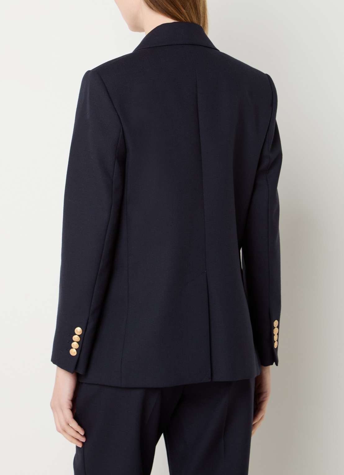 Sandro Double-breasted blazer van scheerwol met opgestikte zakken - achterkant 4 donkerblauw