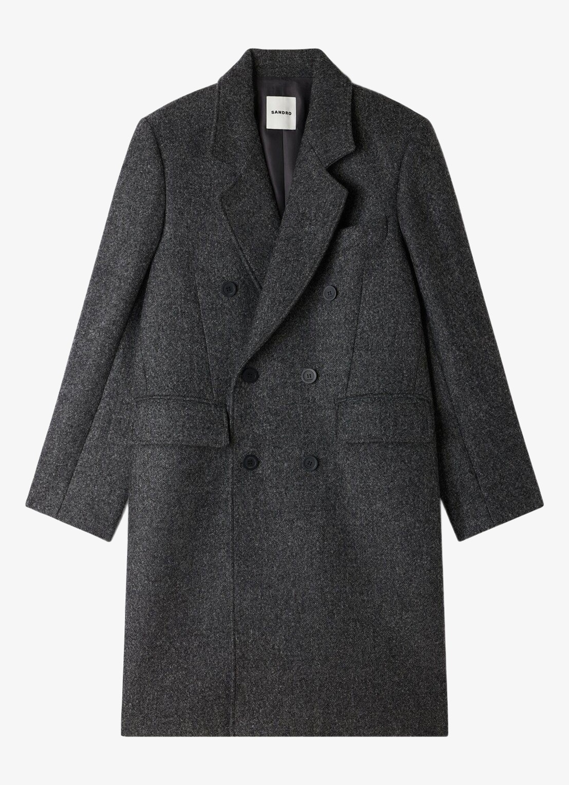 Sandro Double-breasted mantel met klepzakken - voorkant grijs