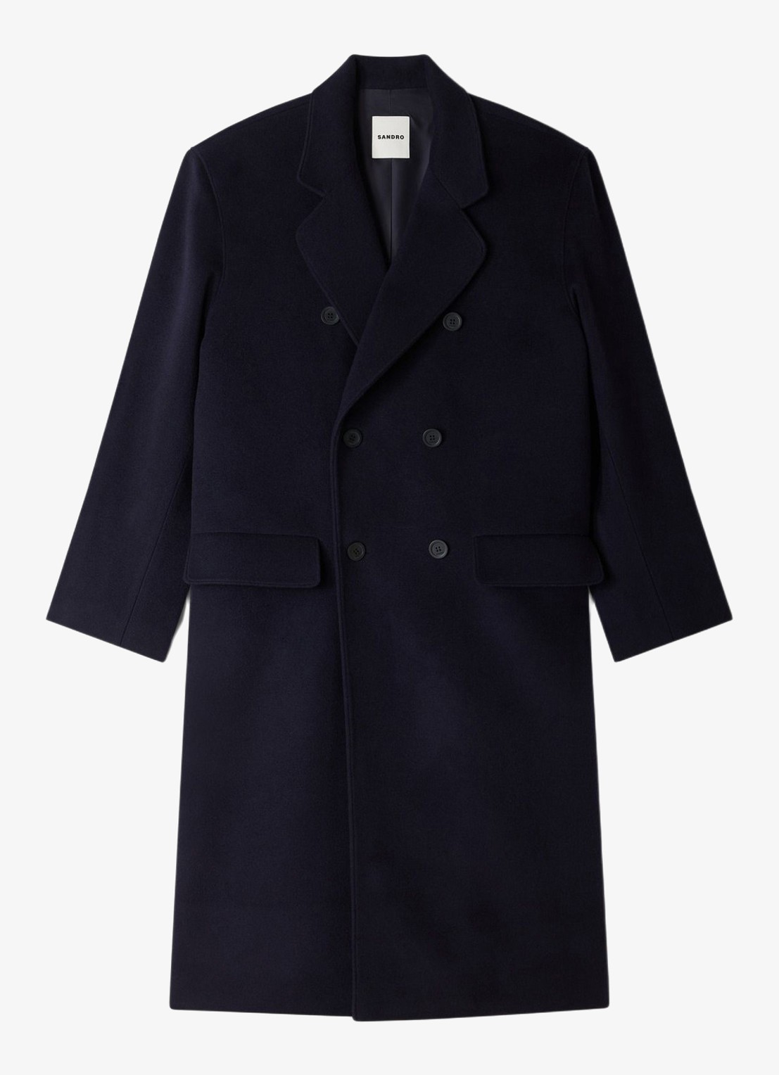 Sandro Double-breasted mantel met klepzakken - voorkant donkerblauw