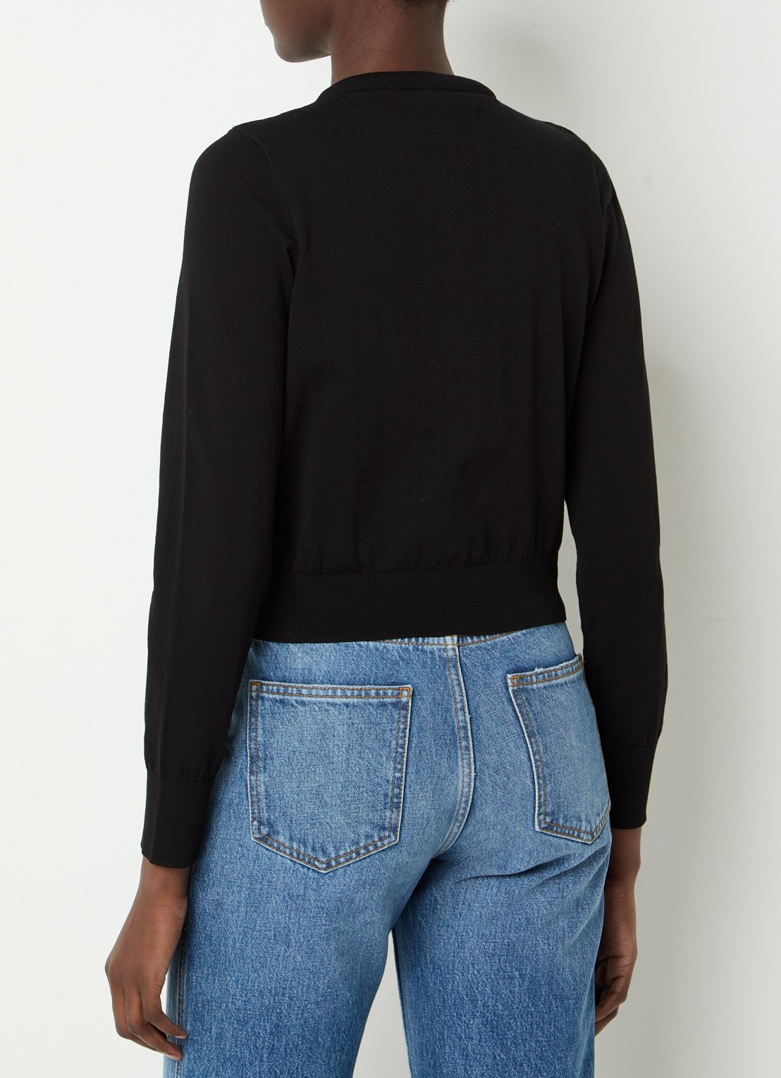 Sandro Fijngebreid cropped vest met logo - achterkant zwart