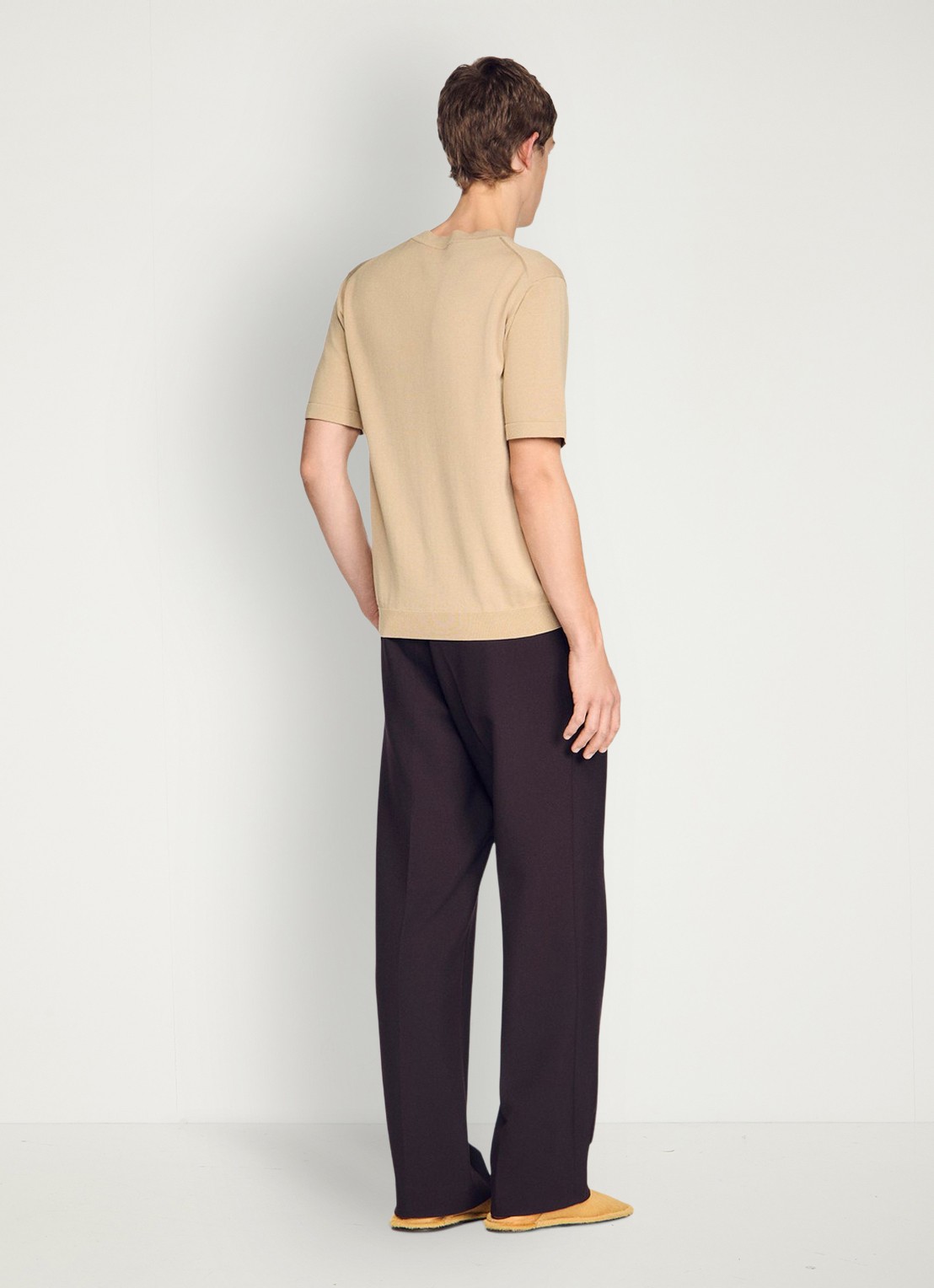 Sandro Fijngebreid T-shirt in zijdeblend - achterkant 6 beige