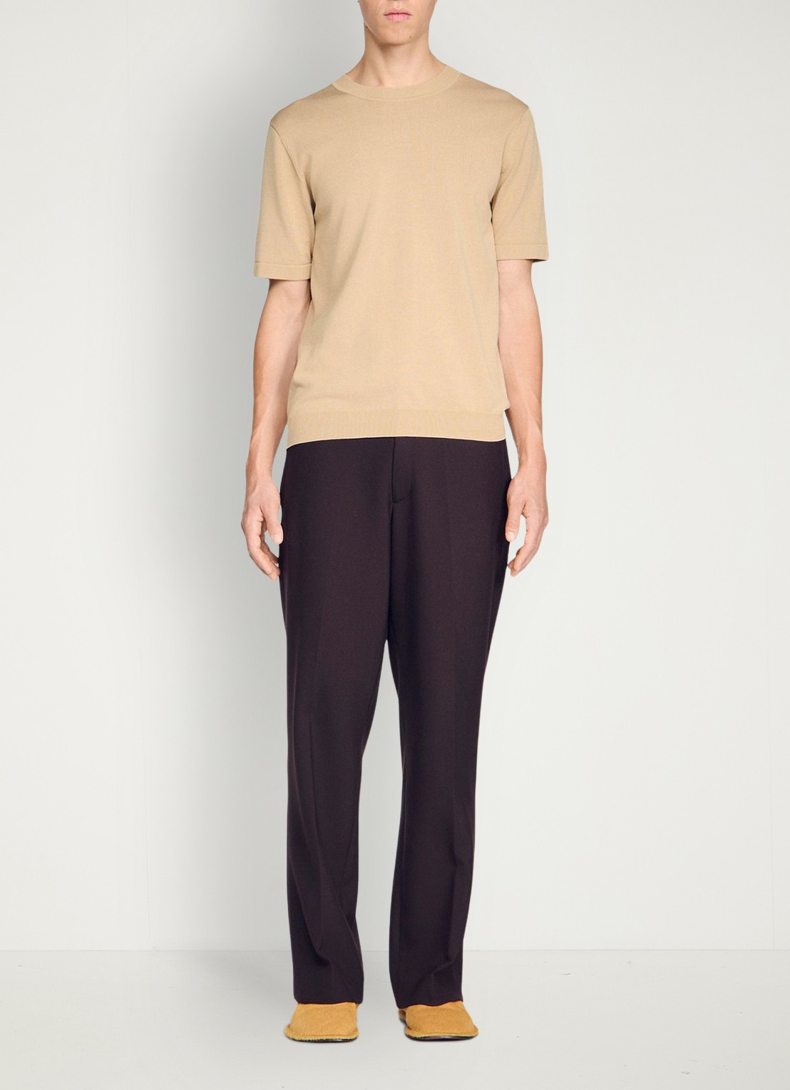 Sandro Fijngebreid T-shirt in zijdeblend - detail 3 beige