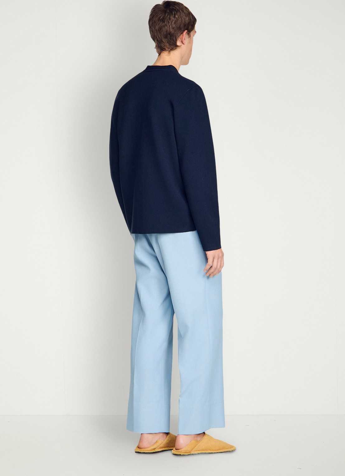 Sandro Fijngebreid vest met bloemdetail - achterkant 3 donkerblauw