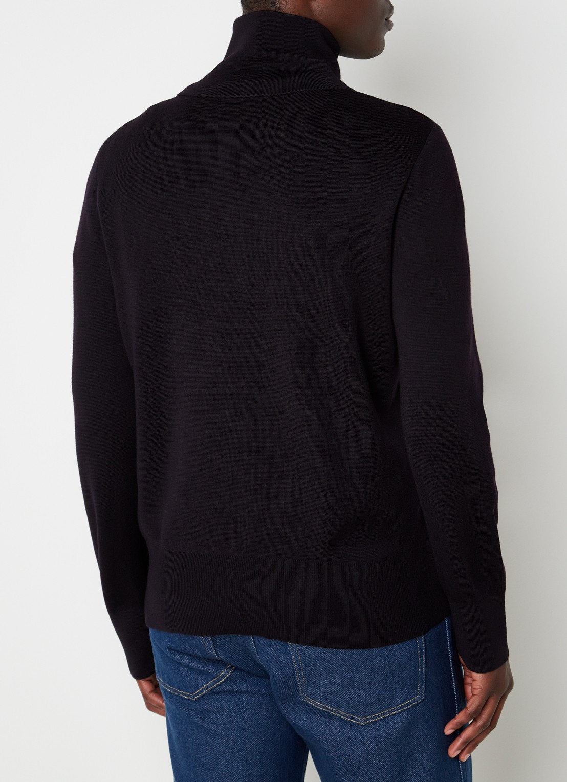 Sandro Fijngebreid vest van wol met opstaande kraag - achterkant 3 navy blue / blauw