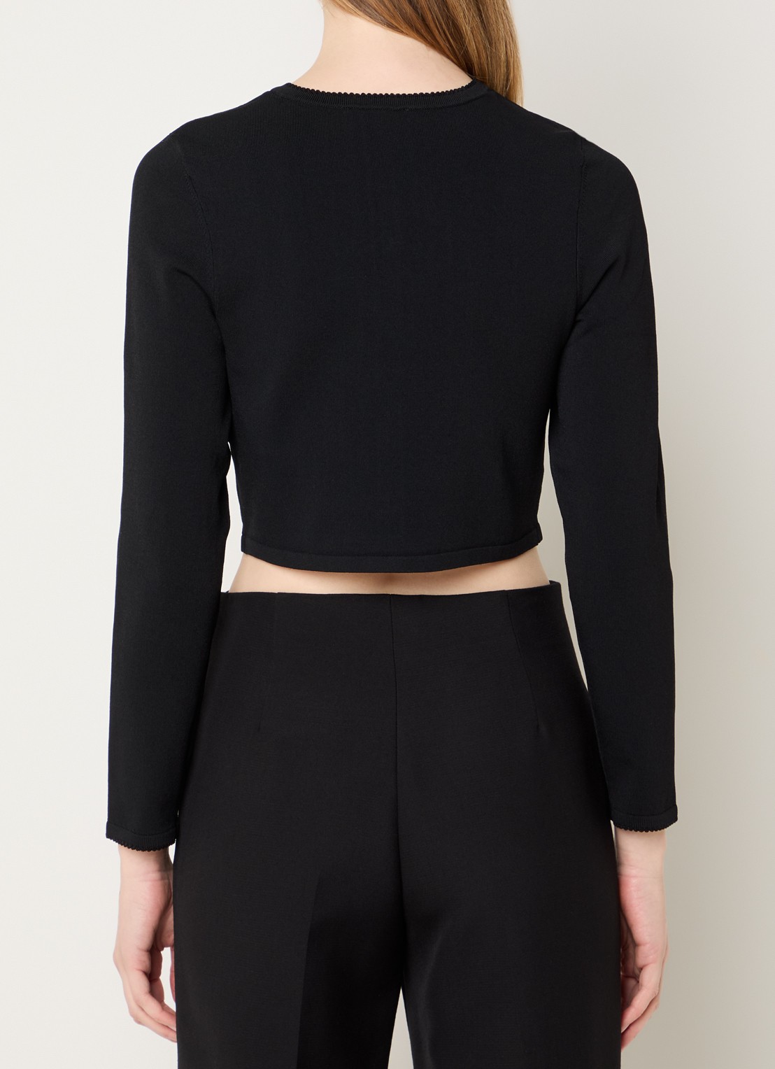 Sandro Fijngebreide crop top met ronde hals - achterkant 3 zwart