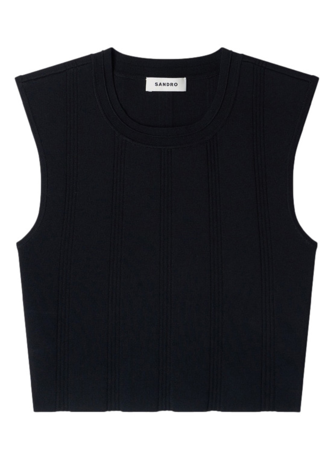 Sandro Fijngebreide crop top - voorkant zwart