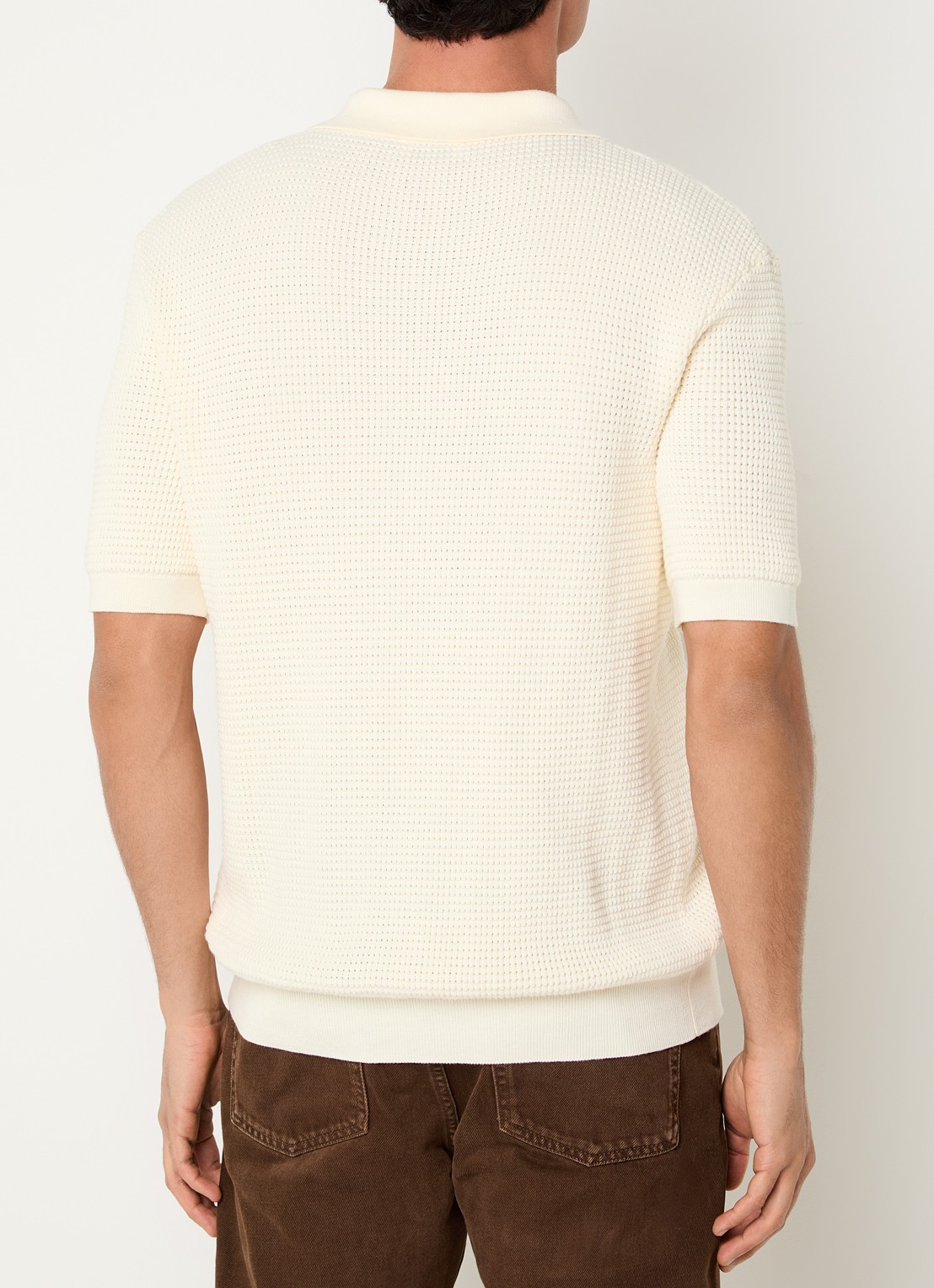 Sandro Fijngebreide polo met stretch - achterkant creme