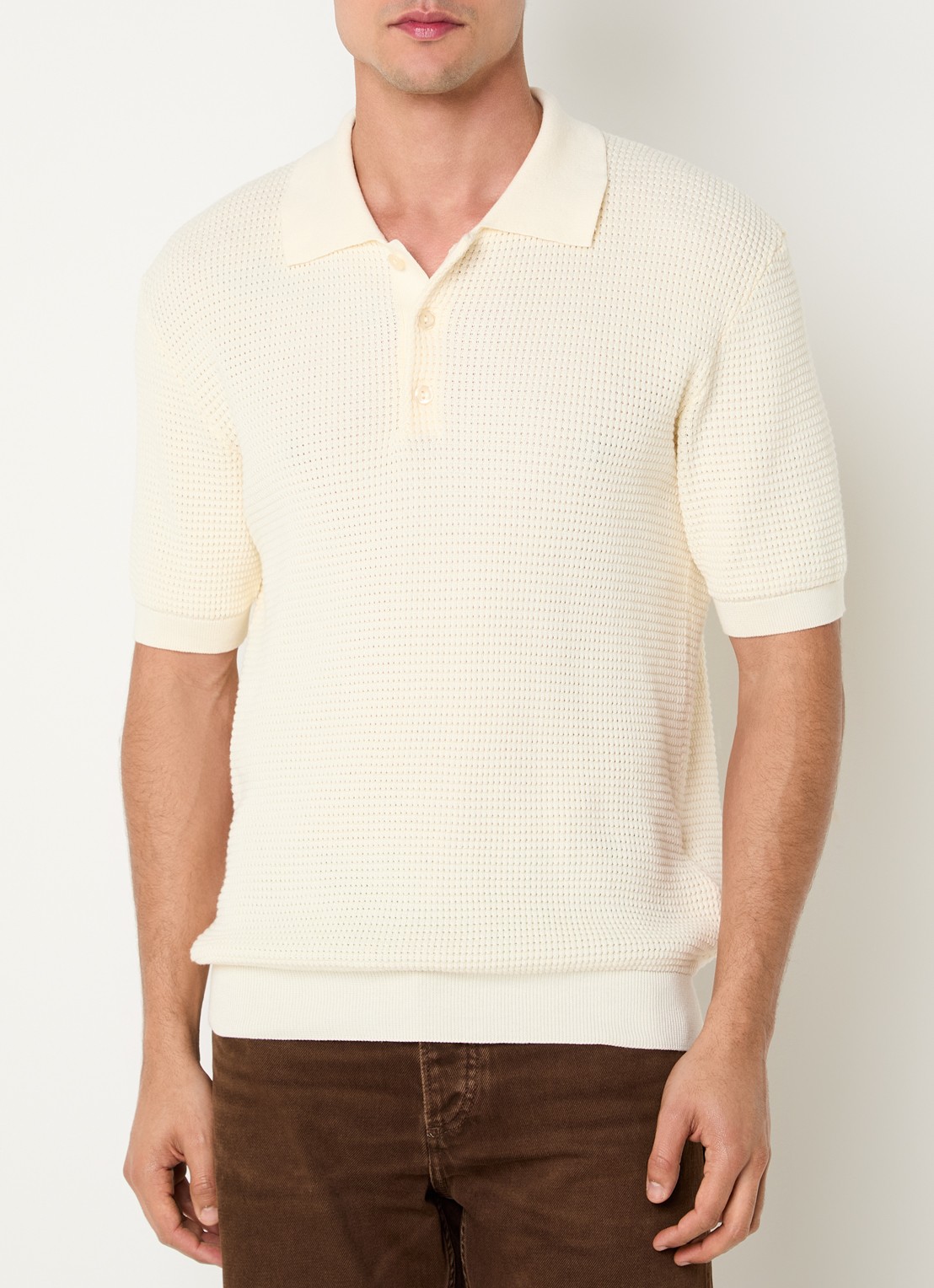 Sandro Fijngebreide polo met stretch - detail 4 creme