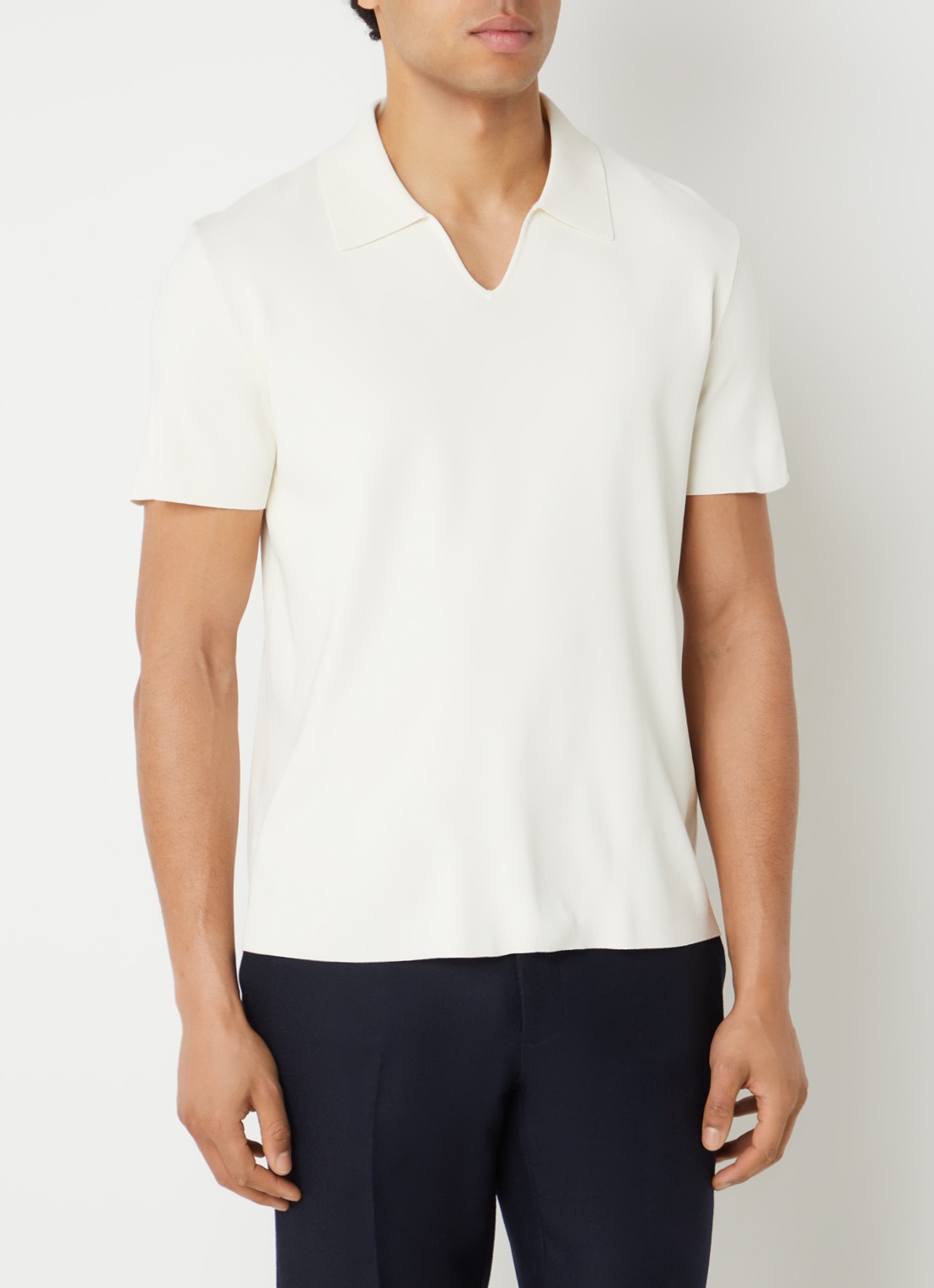 Sandro Fijngebreide polo met stretch - detail 4 gebroken wit