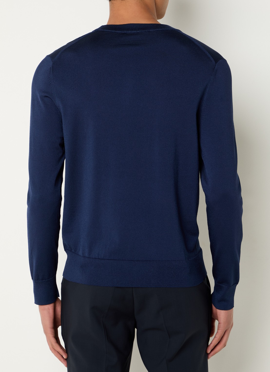 Sandro Fijngebreide pullover met ronde hals - achterkant donkerblauw