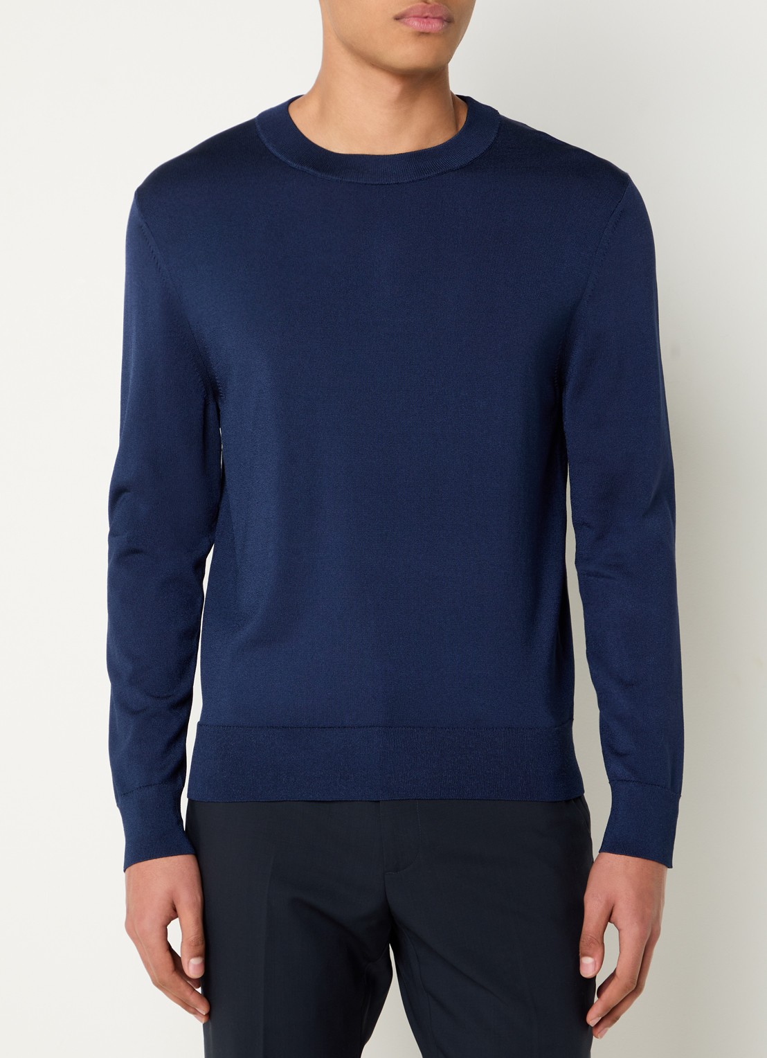 Sandro Fijngebreide pullover met ronde hals - detail 2 donkerblauw