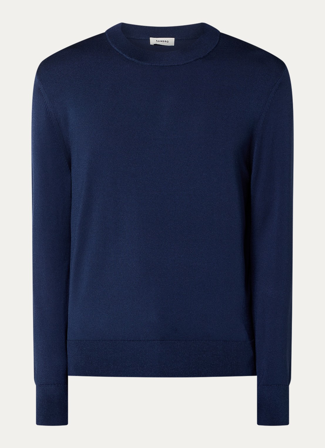 Sandro Fijngebreide pullover met ronde hals - voorkant 3 donkerblauw