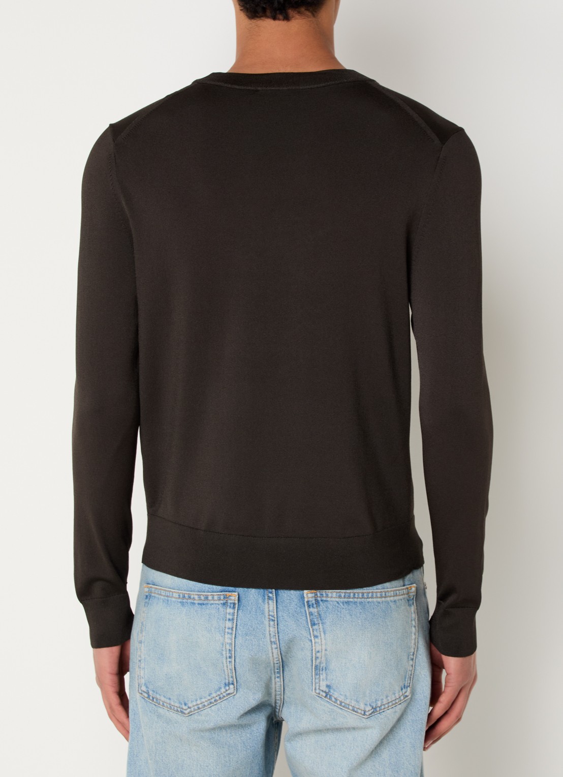 Sandro Fijngebreide pullover met ronde hals - achterkant 2 dark kaki. / bruin
