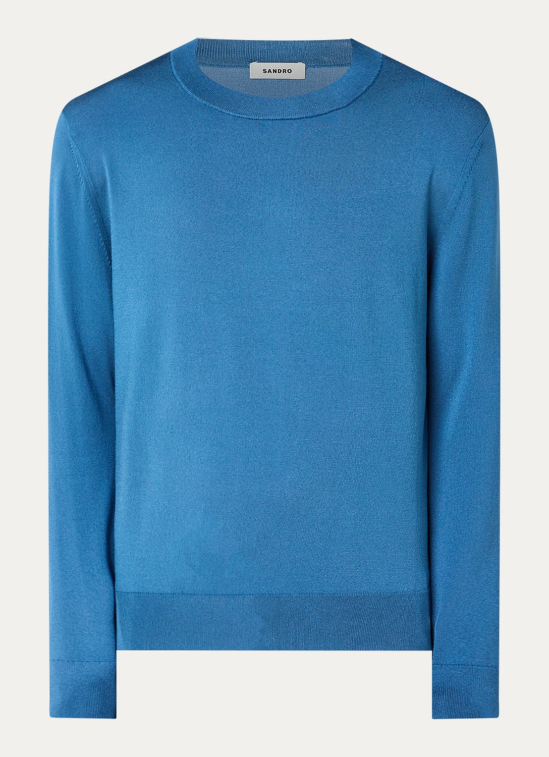 Sandro Fijngebreide pullover met ronde hals - voorkant 3 blue office / blauw