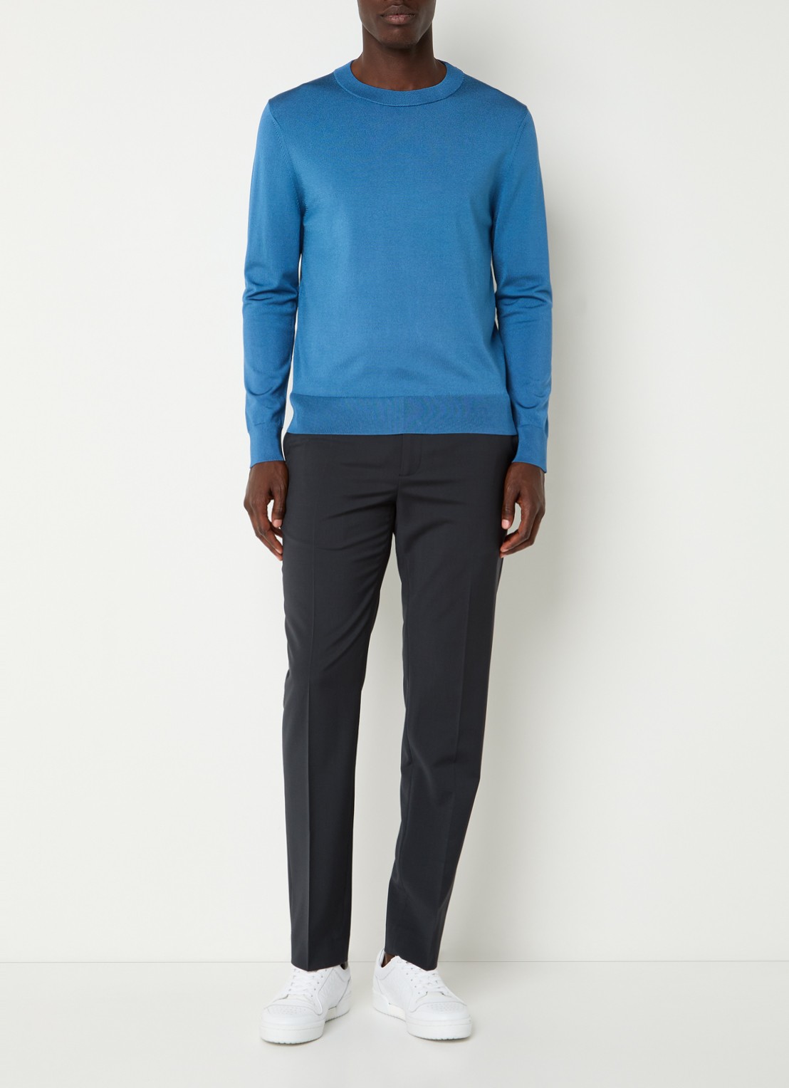 Sandro Fijngebreide pullover met ronde hals - voorkant 4 blue office / blauw