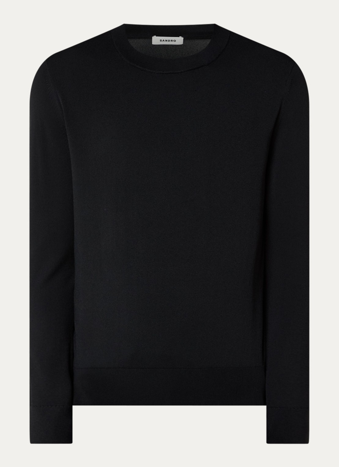 Sandro Fijngebreide pullover met ronde hals - voorkant 2 zwart