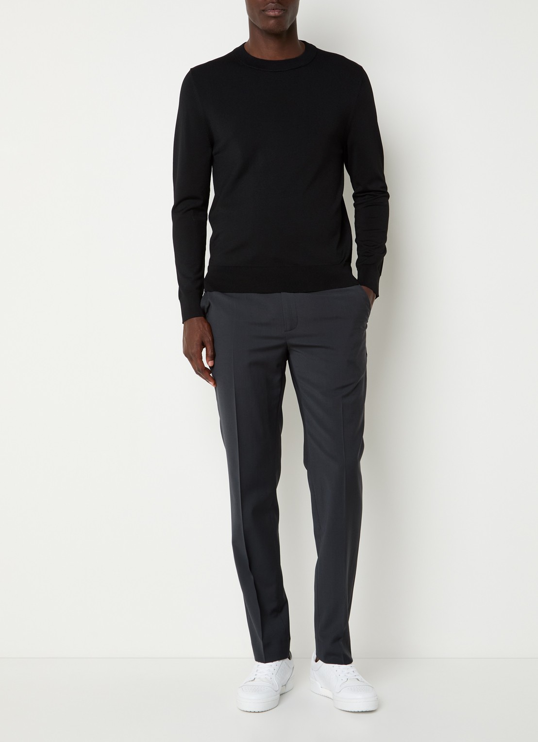 Sandro Fijngebreide pullover met ronde hals - voorkant 3 zwart