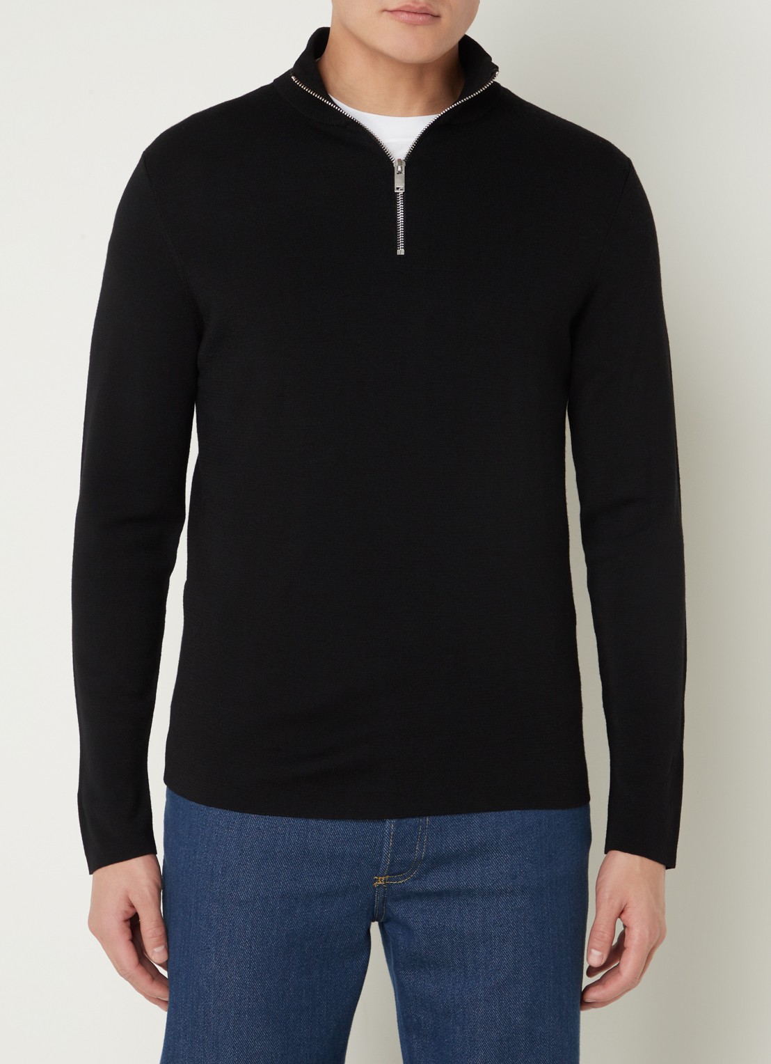 Sandro Fijngebreide pullover van merino wol - detail 4 diepzwart