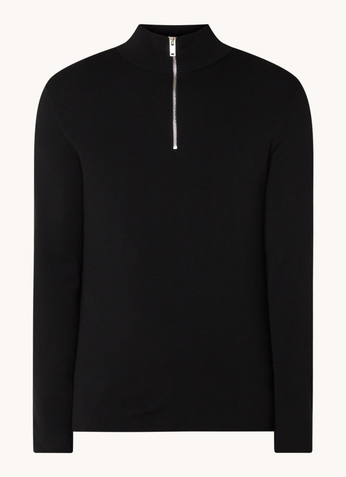 Sandro Fijngebreide pullover van merino wol - voorkant 2 diepzwart
