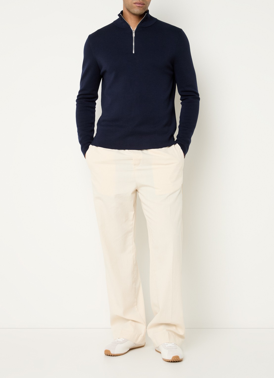 Sandro Fijngebreide pullover van merino wol - voorkant 2 midnight blue / blauw
