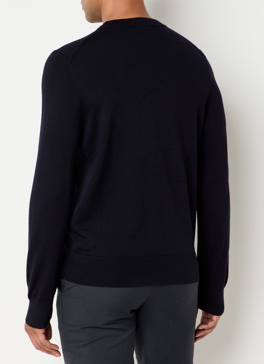Sandro Fijngebreide pullover van wol  - achterkant 4 donkerblauw
