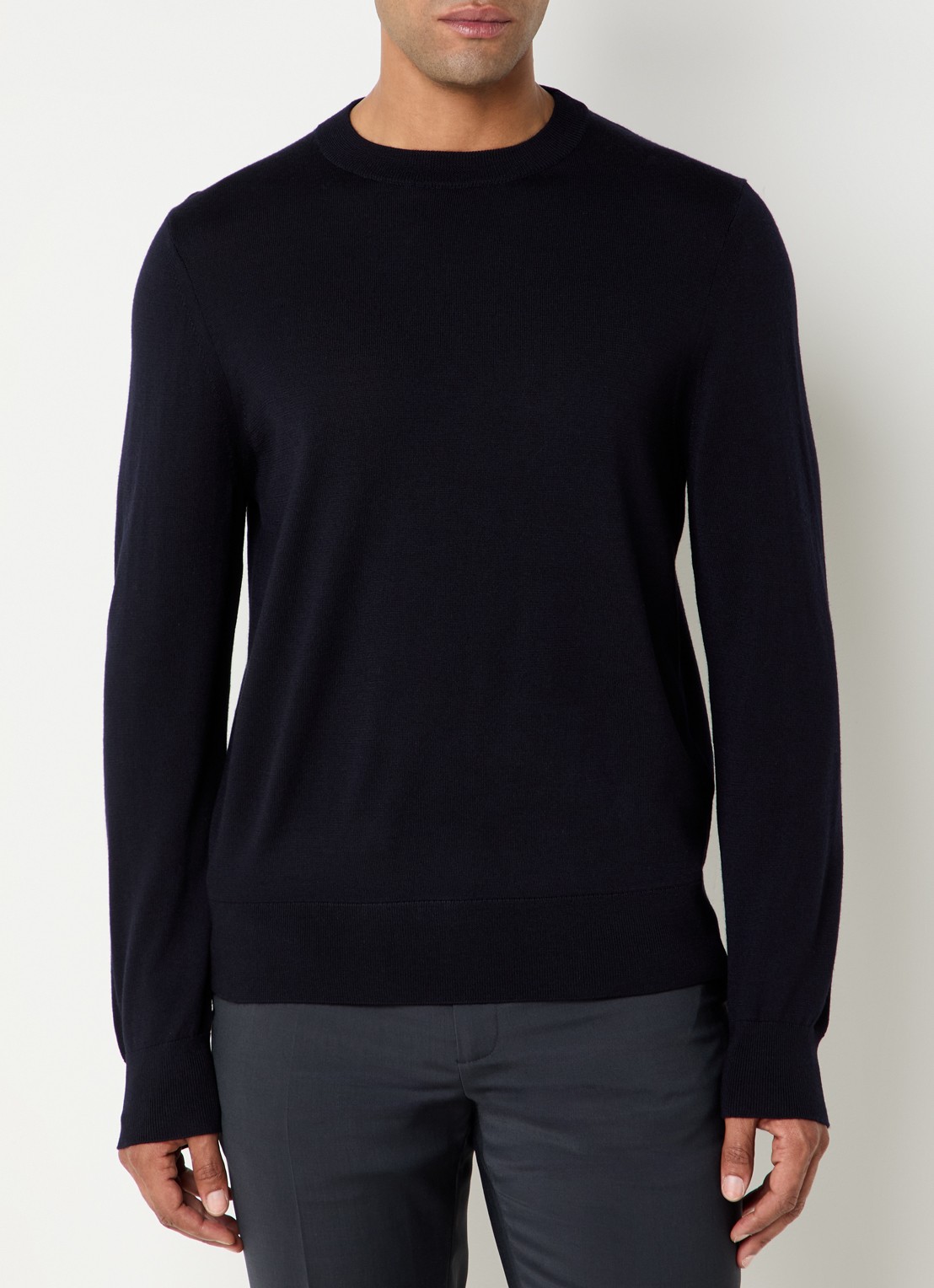 Sandro Fijngebreide pullover van wol  - detail 3 donkerblauw