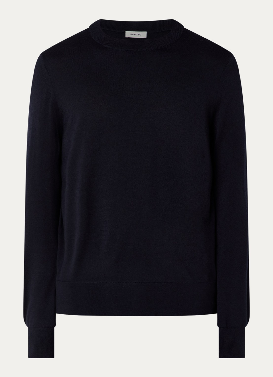 Sandro Fijngebreide pullover van wol  - voorkant donkerblauw