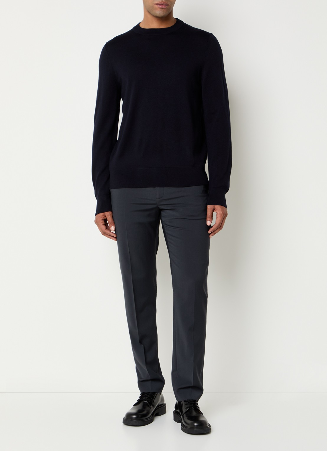 Sandro Fijngebreide pullover van wol  - voorkant 2 donkerblauw