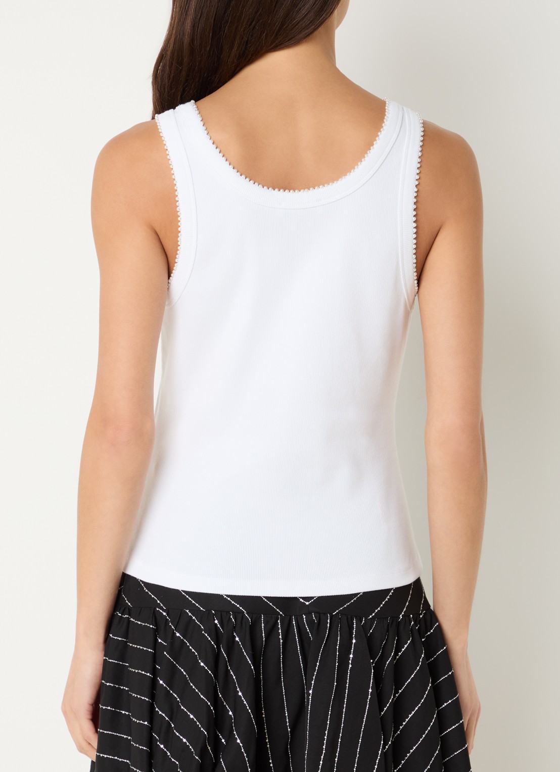 Sandro Fijngebreide tanktop met imitatieparels - achterkant 4 wit