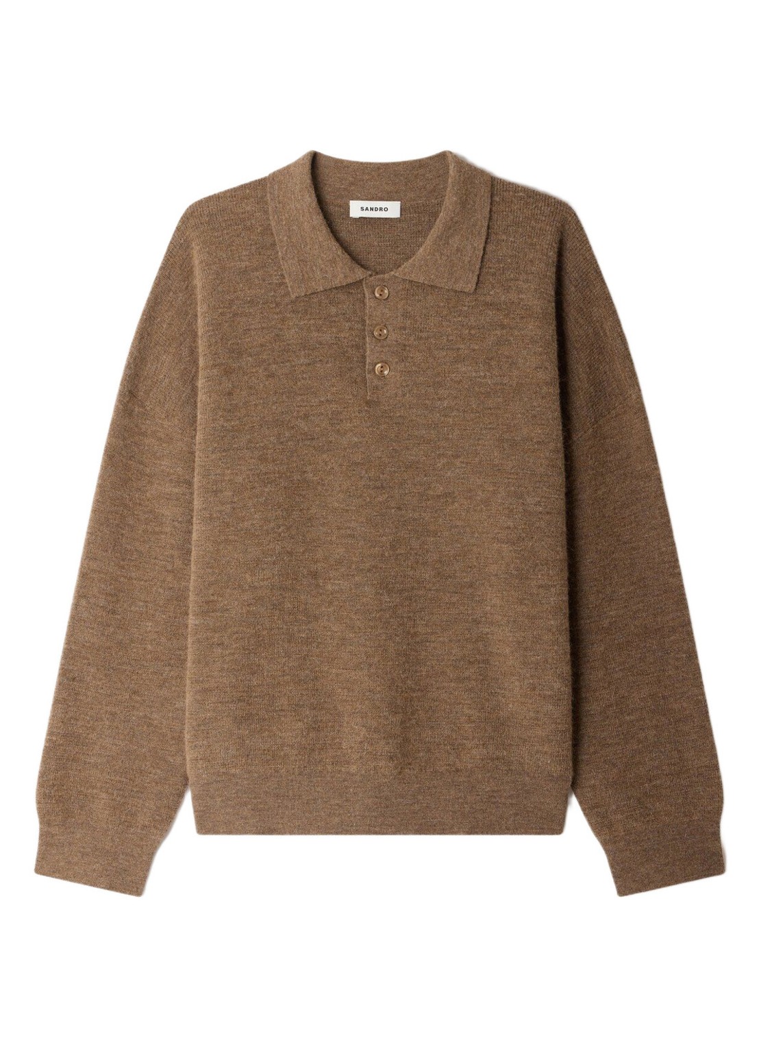 Sandro Fijngebreide trui in wolblend - voorkant beige / taupe
